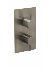 Just taps vos thermostatic concealed two outlet shower valve brushed black