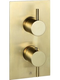 Just taps vos thermostatic concealed two outlet shower valve brushed brass