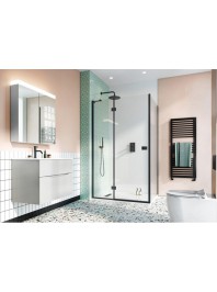 CROSSWATER DESIGN 8 HINGED DOOR WITH INLINE PANEL MATT BLACK