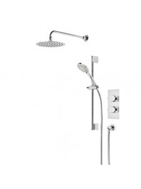 ROPER RHODES CLEAR DUAL FUNCTION SHOWER SYSTEM WITH FIXED HEAD & RISER RAIL CHROME