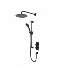 TAVISTOCK QUANTUM DUAL FUNCTION SHOWER SYSTEM WITH RISER KIT AND OVERHEAD SHOWER BLACK