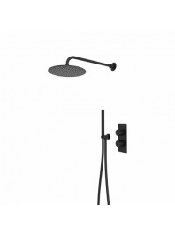 TAVISTOCK QUANTUM DUAL FUNCTION SHOWER SYSTEM WITH HANDSET, HOLDER AND OVERHEAD SHOWER BLACK