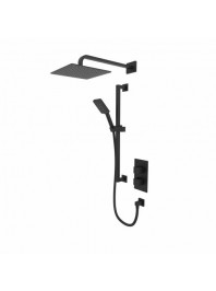 INDEX DUAL FUNCTION SHOWER SYSTEM WITH RISER KIT AND OVERHEAD SHOWER BLACK